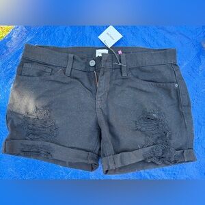 NWT Sneak Peek Black Distressed Jean Shorts Small
